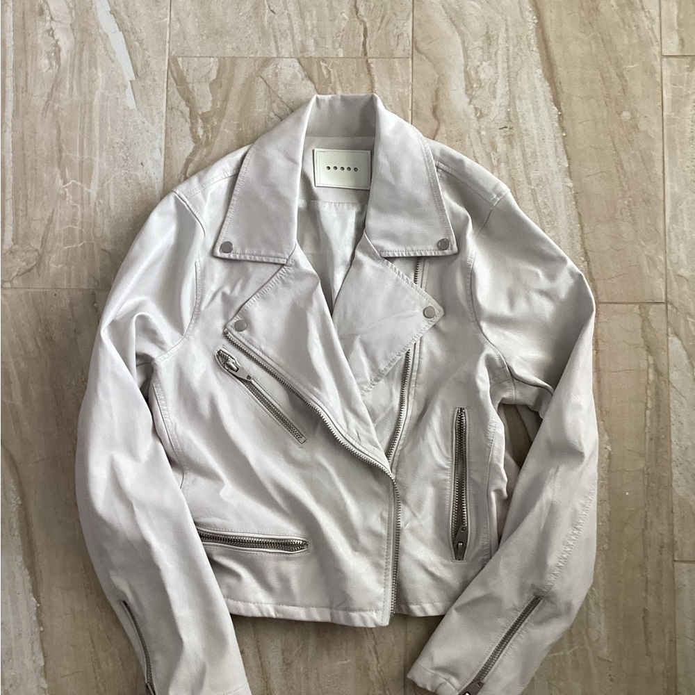 Blank NYC White Leather Moto Jacket